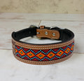 Western Style Beaded Leather Dog Collar Brown